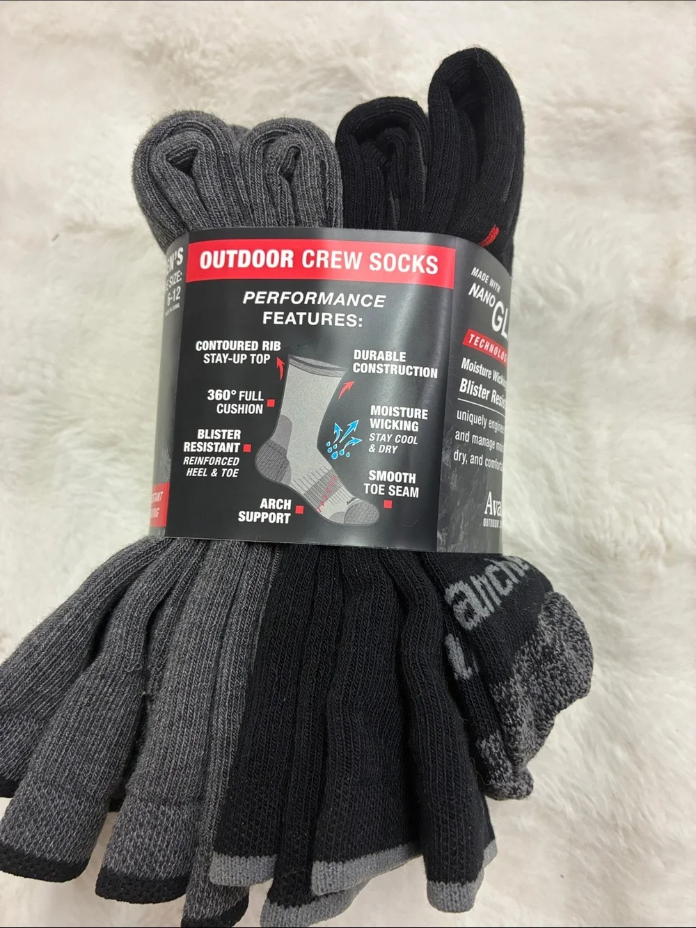 Avalanche Men's Crew Socks - Charcoal and Black